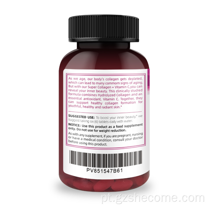 O colágeno inclui antioxidantes comprimidos de colágeno hidrolisado